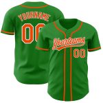 Custom Name and Number Authentic Baseball Jersey in Grass Green and Orange-White Personalized Grass Green Orange-White Authentic
