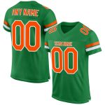 Custom Name Number Authentic Football Jersey - Personalized Grass Green Orange-White Mesh Team Jersey Personalized Grass