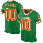 Custom Personalized Grass Green Football Jersey with Orange-White Mesh - Authentic Throwback Team Name and Number Personalized