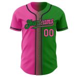 Custom Gradient Baseball Jersey - Personalized Grass Green Pink-Black Team Name & Number Personalized Grass Green Pink-Black