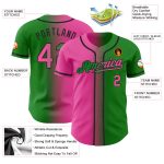 Custom Gradient Baseball Jersey - Personalized Grass Green Pink-Black Team Name & Number Personalized Grass Green Pink-Black