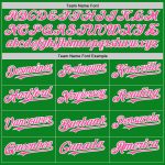 Custom Authentic Baseball Jersey - Personalized 3D Gradient Twinkle Star Design in Grass Green, Pink, and White with Team Name & Number