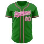 Custom Name and Number Baseball Jersey in Grass Green and Pink-White, Authentic Team Apparel Personalized Grass Green Pink-White