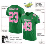 Personalized Football Jersey - Authentic Grass Green Pink White Mesh Design Personalized Grass Green Pink-White Mesh Authentic