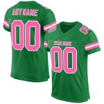 Custom Grass Green Pink-White Football Jersey with Personalized Name and Number - Authentic Team Apparel Personalized Grass