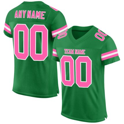 Custom Grass Green Pink-White Football Jersey with Personalized Name and Number - Authentic Team Apparel Personalized Grass