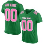 Personalized Football Jersey - Authentic Grass Green Pink White Mesh Design Personalized Grass Green Pink-White Mesh Authentic