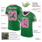 Custom Personalized Football Jersey with Name and Number in Grass Green Pink-White Mesh - Authentic Throwback Style Personalized