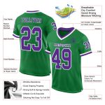 Custom Authentic Throwback Football Jersey - Personalized Grass Green and Purple-White - Team Name & Number Personalized