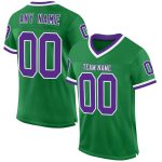 Custom Authentic Throwback Football Jersey - Personalized Grass Green and Purple-White - Team Name & Number Personalized
