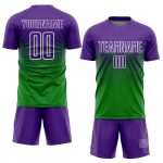 Custom Name Number Soccer Jersey in Grass Green Purple-White Sublimation - Personalized Team Uniform Personalized Grass Green