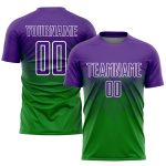 Custom Name Number Soccer Jersey in Grass Green Purple-White Sublimation - Personalized Team Uniform Personalized Grass Green