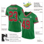 Custom Team Jersey with Personalized Name & Number, Authentic Grass Green & Red-Black Mesh Football Throwback Personalized