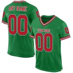 Custom Team Jersey with Personalized Name & Number, Authentic Grass Green & Red-Black Mesh Football Throwback Personalized