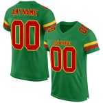 Custom Name Number Authentic Football Jersey Grass Green Red Gold Mesh Personalized Grass Green Red-Gold Mesh Authentic Football