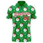 Custom Team Name and Number 3D Christmas Golf Polo Shirt in Grass Green Red-White Personalized Grass Green Red-White 3D Christmas