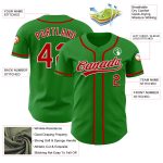Custom Name and Number Baseball Jersey - Personalized Authentic Grass Green Red-White Team Jersey Personalized Grass Green
