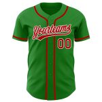 Custom Name and Number Baseball Jersey - Personalized Authentic Grass Green Red-White Team Jersey Personalized Grass Green