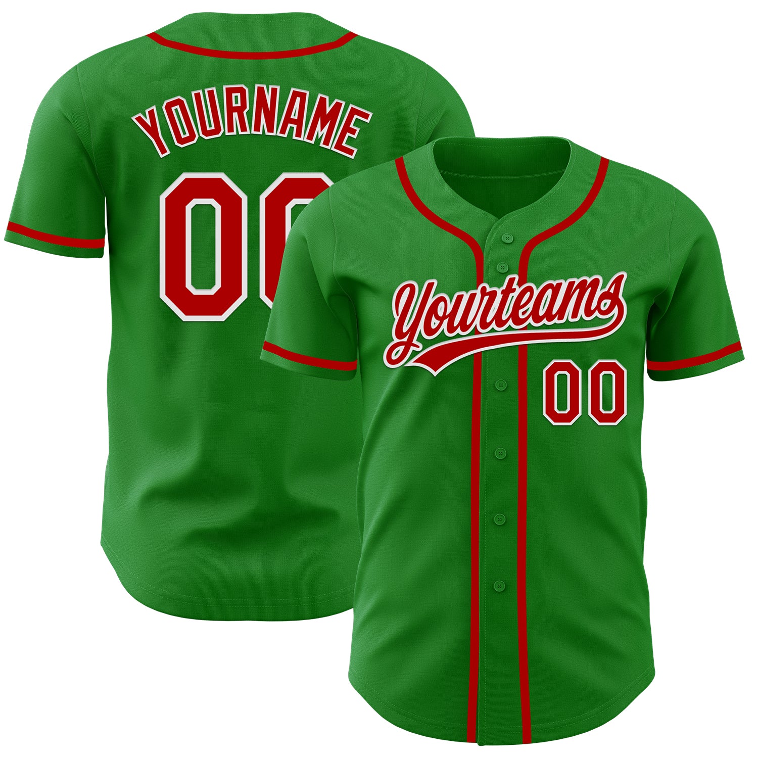 Custom Name and Number Baseball Jersey - Personalized Authentic Grass Green Red-White Team Jersey Personalized Grass Green