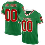 Custom Name and Number Authentic Throwback Football Jersey - Personalized Green Red-White Mesh Team Jersey Personalized Grass