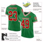Custom Name and Number Authentic Throwback Football Jersey - Personalized Green Red-White Mesh Team Jersey Personalized Grass