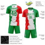 Custom Mexico Soccer Jersey with Personalized Name and Number, Grass Green Red-White Sublimation Team Uniform Personalized
