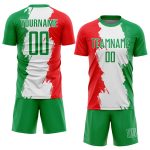 Custom Mexico Soccer Jersey with Personalized Name and Number, Grass Green Red-White Sublimation Team Uniform Personalized