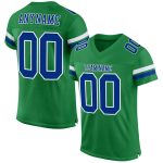 Custom Name and Number Personalized Football Jersey - Grass Green Royal-White Mesh Authentic Team Apparel Personalized Grass