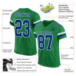 Custom Name and Number Personalized Football Jersey - Grass Green Royal-White Mesh Authentic Team Apparel Personalized Grass