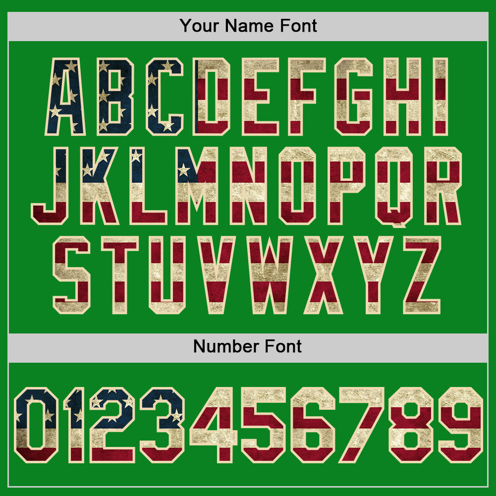 Personalized Grass Green Vintage USA Flag-Cream Authentic Baseball Jersey Team Custom Name and Number Personalized Vintage USA Flag Baseball Jersey - Custom Name & Number in Grass Green and Cream Personalized Grass Green Vintage - Image 5