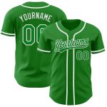 Custom Name Number Authentic Baseball Jersey - Personalized Grass Green White Team Jersey Personalized Grass Green White