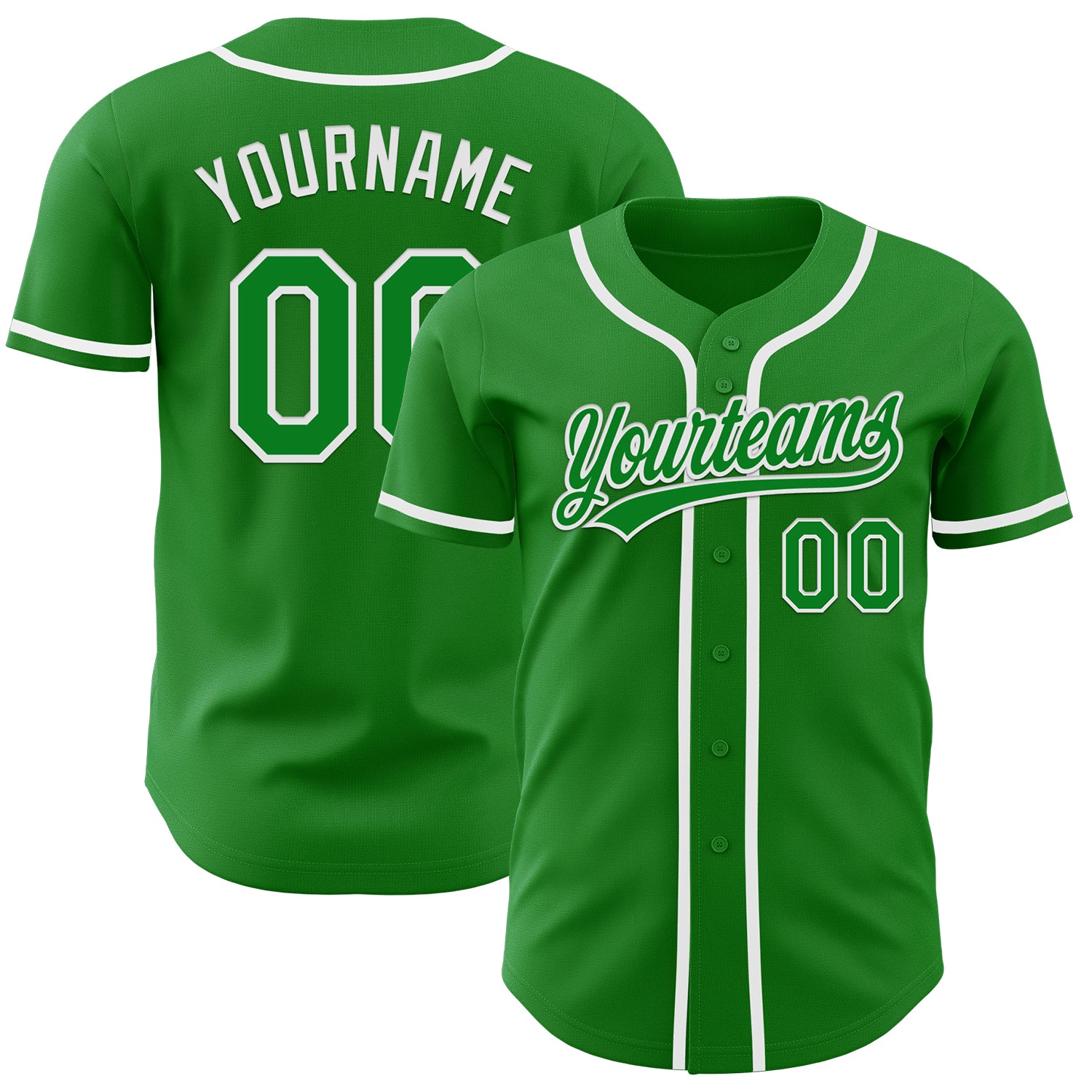 Custom Name Number Authentic Baseball Jersey - Personalized Grass Green White Team Jersey Personalized Grass Green White