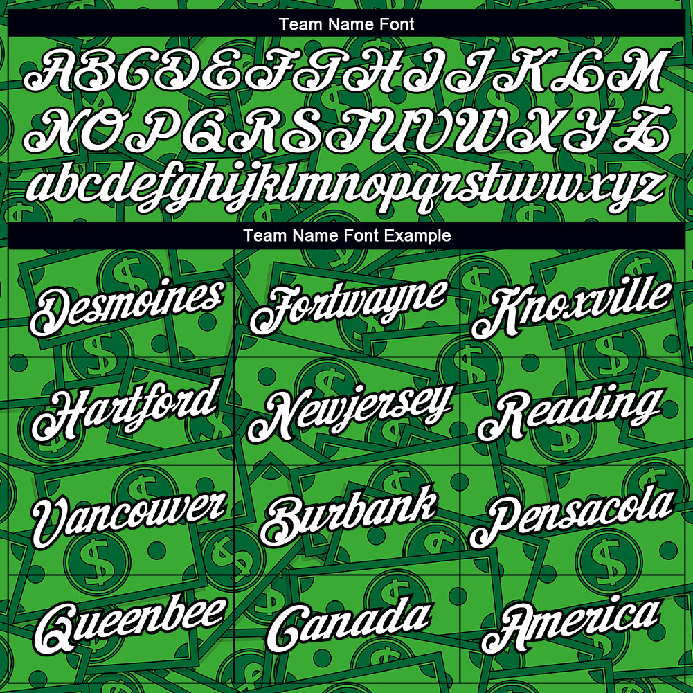 Personalized Grass Green White-Black 3D Pattern Design Dollar Sign Money Theme Performance T-Shirt Team Custom Name and Number Personalized Dollar Sign Money Theme 3D Pattern T-Shirt with Custom Name and Number - Grass Green White-Black Design Personalized - Image 3