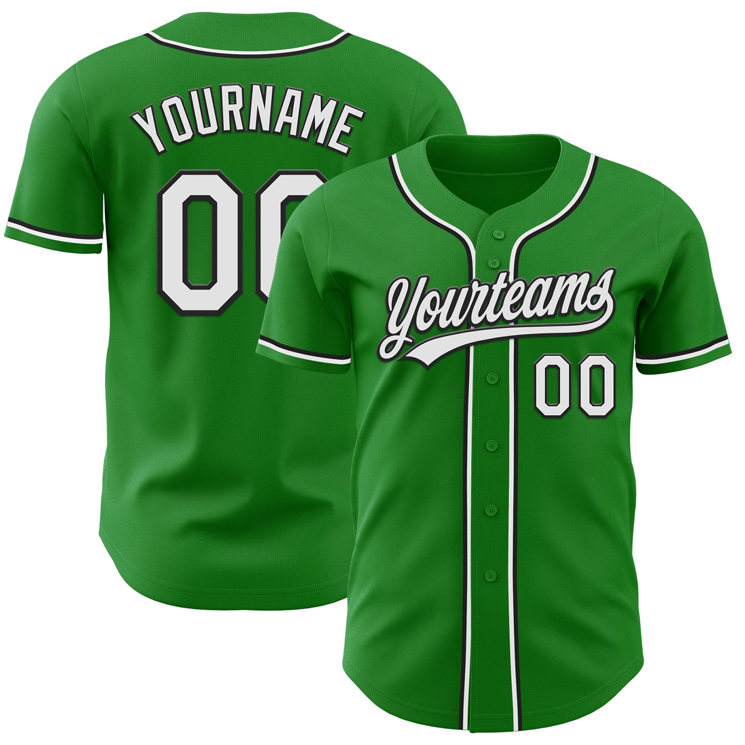Custom Name Number Authentic Baseball Jersey - Personalized Grass Green White-Black Team Jersey Personalized Grass Green