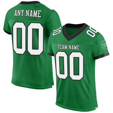 Personalized Football Jersey - Authentic Mesh in Grass Green and White-Black Personalized Grass Green White-Black Mesh Authentic