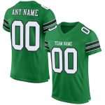 Custom Team Football Jersey with Personalized Name & Number - Green Black White Mesh Authentic Design Personalized Grass