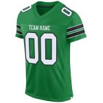 Custom Team Football Jersey with Personalized Name & Number - Green Black White Mesh Authentic Design Personalized Grass