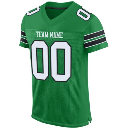 Custom Team Football Jersey with Personalized Name & Number - Green Black White Mesh Authentic Design Personalized Grass