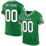 Personalized Grass Green Black White Authentic Throwback Jersey for Football Personalized Grass Green White-Black Mesh Authentic