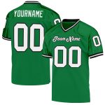 Custom Authentic Throwback Football Jersey - Personalized Team Name & Number in Grass Green, White, Black Mesh Personalized