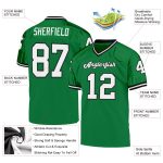 Custom Authentic Throwback Football Jersey - Personalized Team Name & Number in Grass Green, White, Black Mesh Personalized