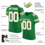 Personalized Grass Green White Gold Authentic Football Jersey - Custom Mesh Sportswear Personalized Grass Green White-Gold