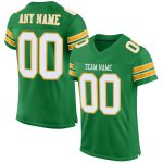 Custom Name Number White Gold Mesh Football Jersey - Personalized Grass Green Authentic Team Jersey Personalized Grass Green