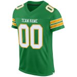 Custom Name Number White Gold Mesh Football Jersey - Personalized Grass Green Authentic Team Jersey Personalized Grass Green