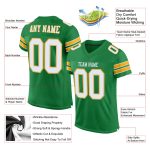 Custom Name Number White Gold Mesh Football Jersey - Personalized Grass Green Authentic Team Jersey Personalized Grass Green