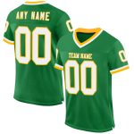 Custom Name Number Authentic Throwback Football Jersey - Personalized Grass Green White Gold Mesh Team Jersey Personalized