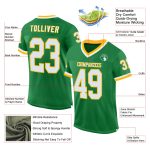 Custom Name Number Authentic Throwback Football Jersey - Personalized Grass Green White Gold Mesh Team Jersey Personalized