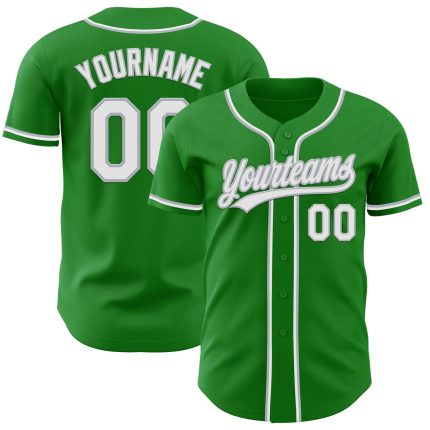 Custom Name and Number Baseball Jersey - Personalized Grass Green White-Gray Authentic Team Jersey Personalized Grass Green