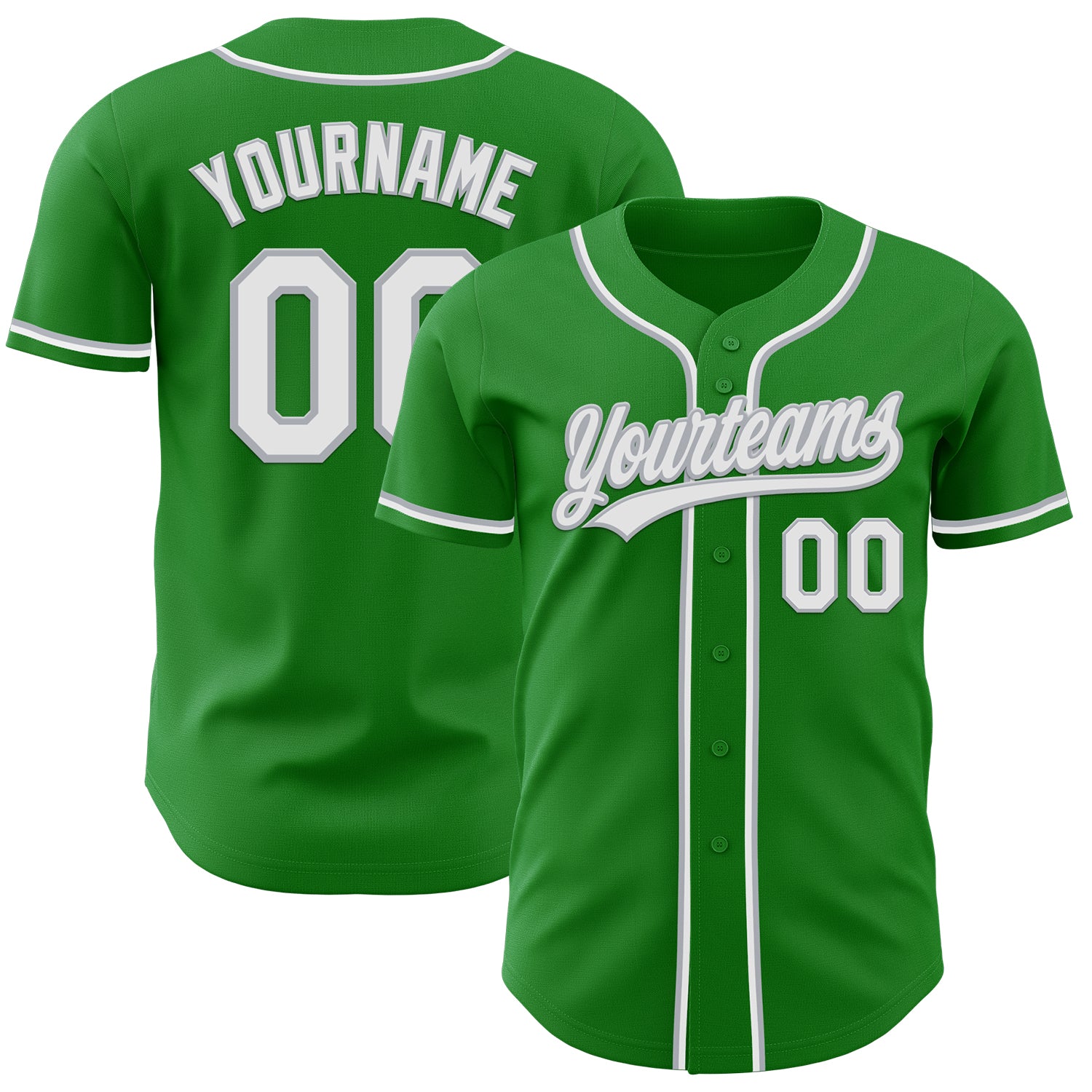 Custom Name and Number Baseball Jersey - Personalized Grass Green White-Gray Authentic Team Jersey Personalized Grass Green