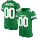 Custom Name and Number Authentic Football Jersey in Grass Green White-Gray Mesh - Personalized Team Apparel Personalized
